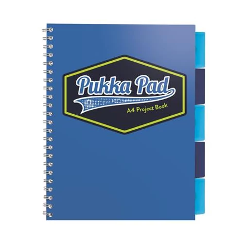 Spirálfüzet, A4, vonalas, 100 lap, PUKKA PAD "Vision project book", kék