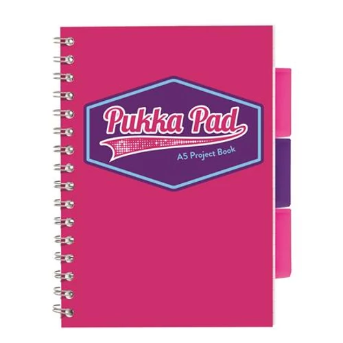 Spirálfüzet, A5, vonalas, 100 lap, PUKKA PAD "Vision project book", rózsaszín