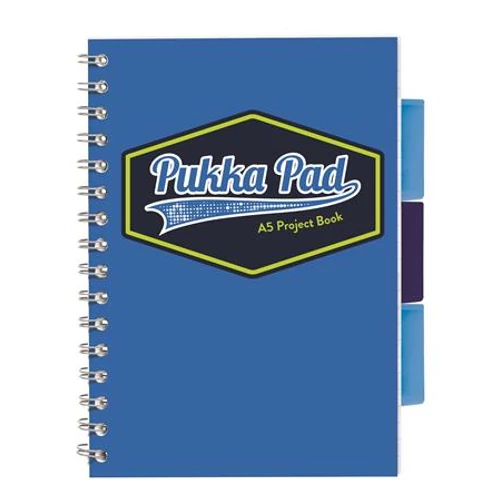 Spirálfüzet, A5, vonalas, 100 lap, PUKKA PAD "Vision project book", kék