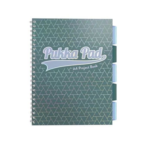 Spirálfüzet, A4, vonalas, 100 lap, PUKKA PAD "Glee project book", zöld