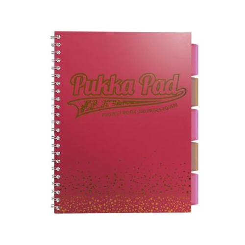 Spirálfüzet, A4+, kockás, 100 lap, PUKKA PAD, "Blush project book", korall