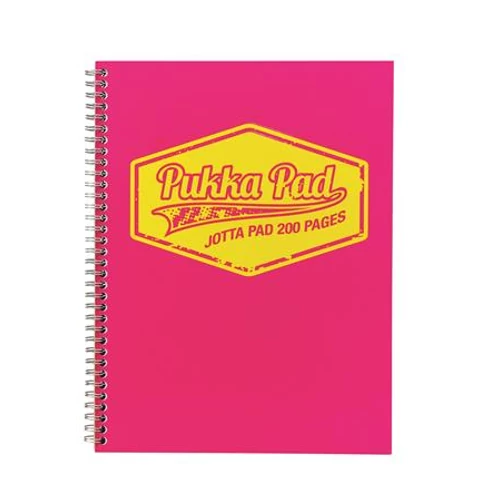 Spirálfüzet, A4, vonalas, 100 lap, PUKKA PAD "Neon", rózsaszín