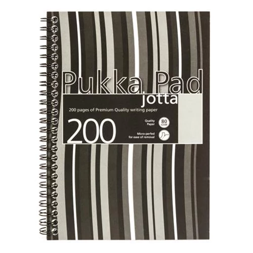 Spirálfüzet, A5, vonalas, 100 lap, PUKKA PAD "Stripe Jotta", fekete