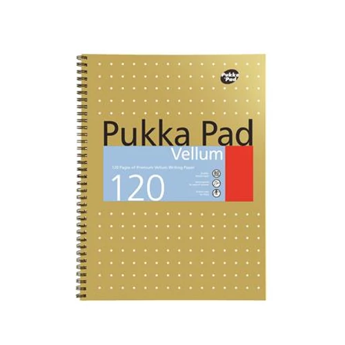 Spirálfüzet, A4+, vonalas, 60 lap, PUKKA PAD, "Vellum", aranyszín