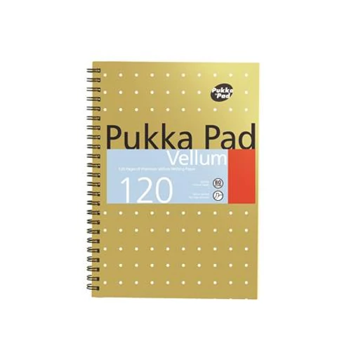 Spirálfüzet, A5, vonalas, 60 lap, PUKKA PAD, "Vellum", aranyszín
