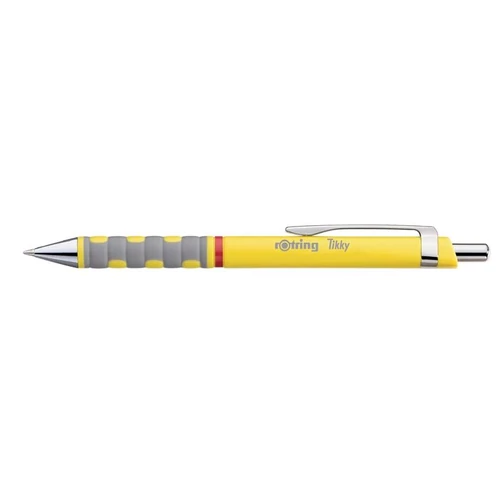 Golyóstoll, 0,8 mm, nyomógombos, sárga tolltest, ROTRING "Tikky III", kék