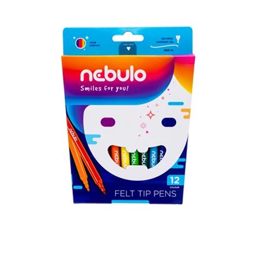 Filctoll készlet, 1 mm, NEBULO, 12 különböző szín