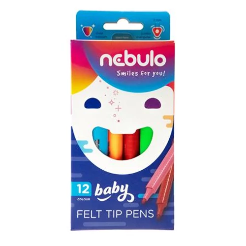 Filctoll készlet, Jumbo, 2 mm, NEBULO, 12 különböző szín