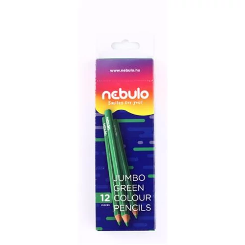 Színes ceruza, háromszögletű, jumbo, NEBULO, zöld