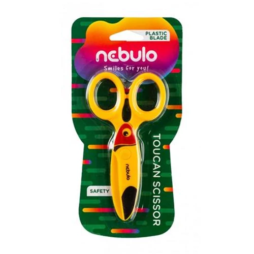 Olló, óvodai, 12 cm, műanyag penge, NEBULO, tukán