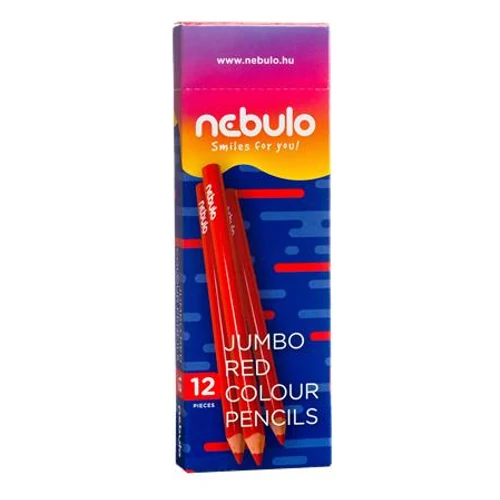 Színes ceruza, háromszögletű, jumbo, NEBULO, piros