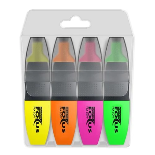Szövegkiemelő készlet, 1-4 mm, ICO "Focus" 4 különböző szín