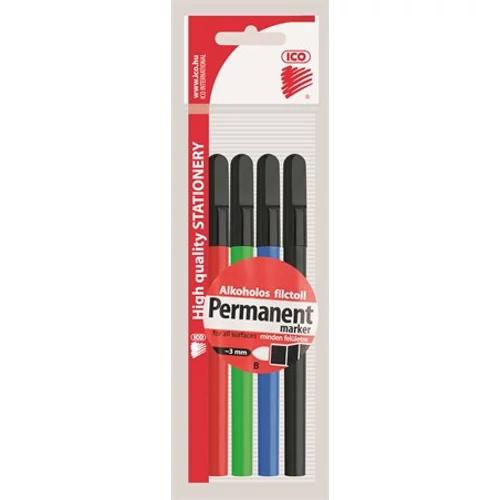 Alkoholos marker készlet, OHP, 2-3 mm, B, ICO, 4 különböző szín