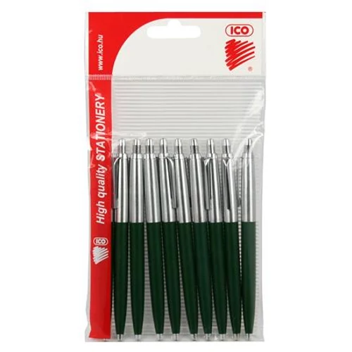 Golyóstoll, 0,8 mm, nyomógombos, vegyes tolltest, ICO "Polo", kék