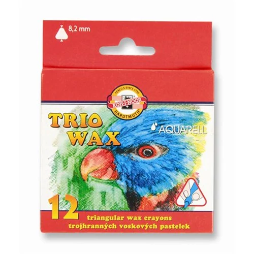 Zsírkréta, háromszögletű, KOH-I-NOOR "Aquarell", 12 különböző szín