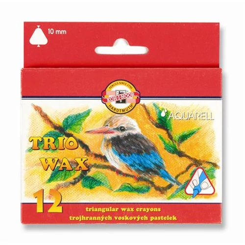 Zsírkréta, háromszögletű, KOH-I-NOOR "Aquarell", 12 különböző  szín