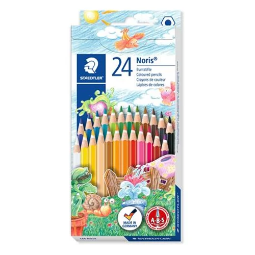 Színes ceruza készlet, hatszögletű, STAEDTLER "Noris Club", 24 különböző szín