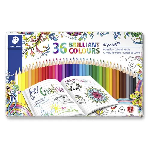 Színes ceruza készlet, háromszögletű, fém doboz, limited edition, STAEDTLER "Ergo Soft"