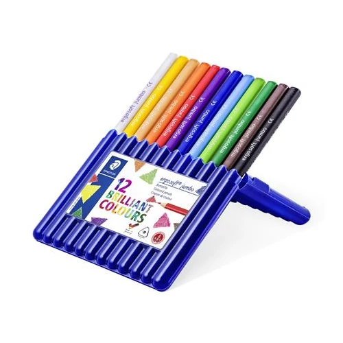Színes ceruza készlet, háromszögletű, vastag, STAEDTLER "Ergo Soft Jumbo", 12 különböző szín