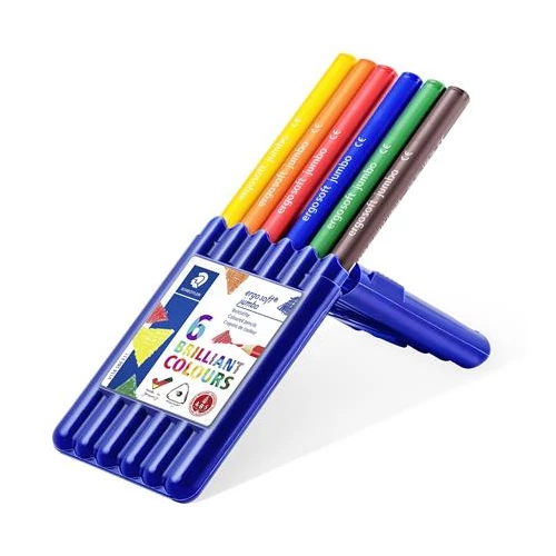 Színes ceruza készlet, háromszögletű, vastag, STAEDTLER "Ergo Soft Jumbo", 6 különböző szín