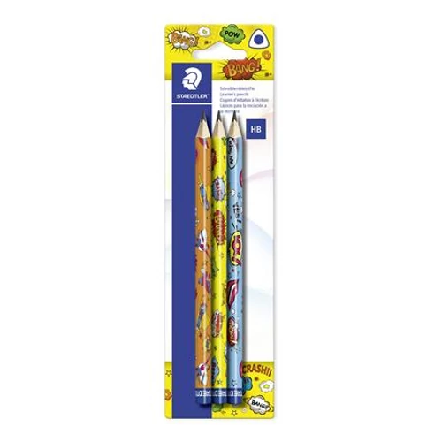 Grafitceruza, HB, háromszögletű, jumbo, STAEDTLER, "Comic", 3 különböző minta
