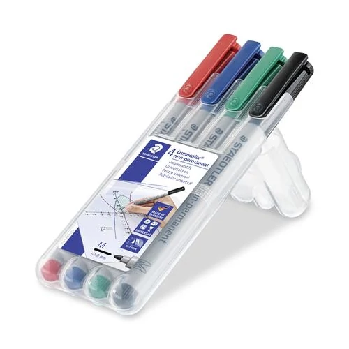 Alkoholmentes marker készlet, OHP, 1 mm, STAEDTLER "Lumocolor 315 M", 4 különböző szín