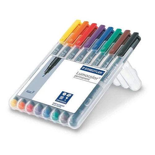 Alkoholos marker készlet, OHP, 0,6 mm, STAEDTLER "Lumocolor 318 F", 8 különböző szín