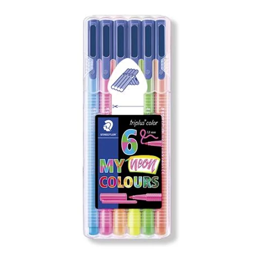 Rostirón készlet, 1 mm, STAEDTLER "Triplus", 6 neon szín