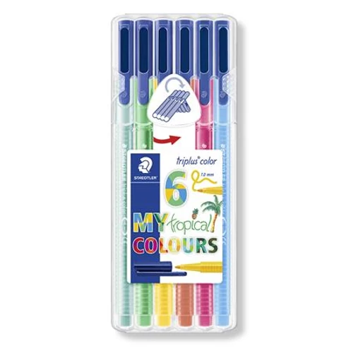 Rostirón készlet, 1 mm, STAEDTLER "Triplus Tropical", 6 trópusi szín