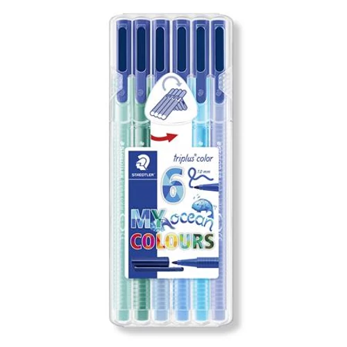 Rostirón készlet, 1 mm, STAEDTLER "Triplus Ocean", 6 óceán szín