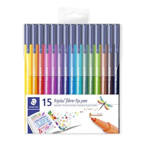 Rostirón készlet, 1 mm, STAEDTLER "Triplus", 15 különböző szín