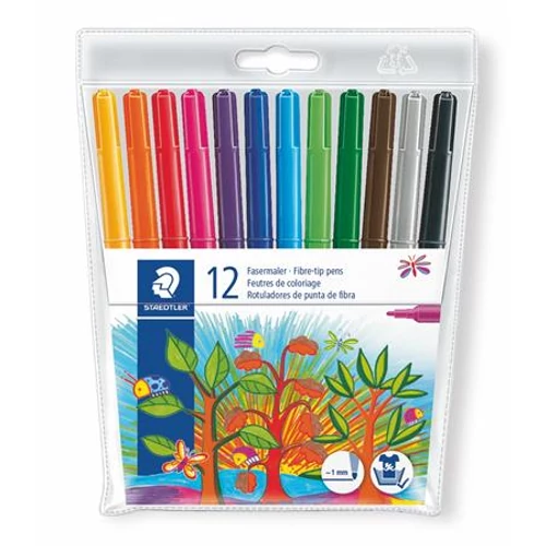 Filctoll készlet, 1 mm, kimosható, STAEDTLER "Noris Club", 12 különböző szín