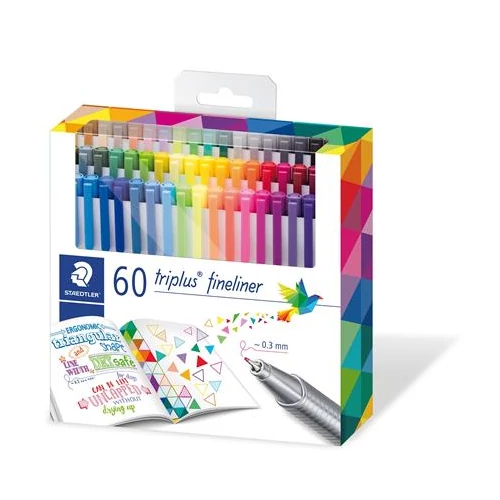 Tűfilc készlet, 0,3 mm, STAEDTLER "Triplus" 60 különböző szín