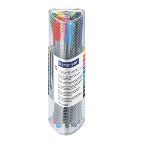 Tűfilc készlet, 0,3 mm, STAEDTLER "Triplus", 12 különböző szín