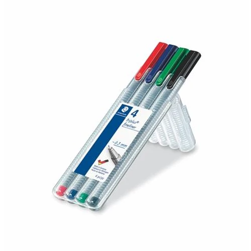 Tűfilc készlet, 0,3 mm, STAEDTLER "Triplus Box", 4 különböző szín