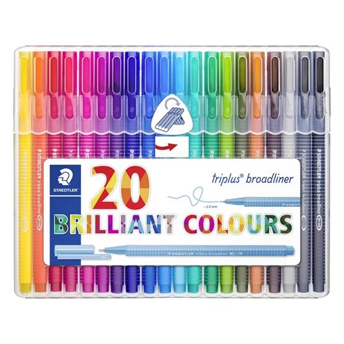 Tűfilc készlet, 0,8 mm, STAEDTLER "Triplus Box", 20 különböző szín