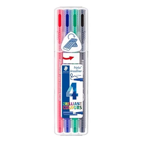 Tűfilc készlet, 0,8 mm, STAEDTLER "Triplus Box", 4 különböző szín