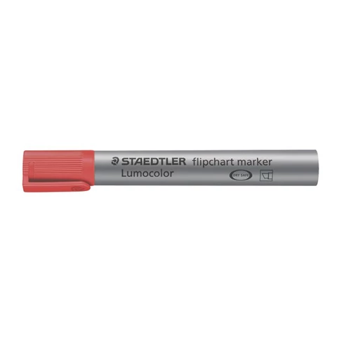 Flipchart marker, 2,5 mm, vágott, STAEDTLER "Lumocolor 356 B", piros