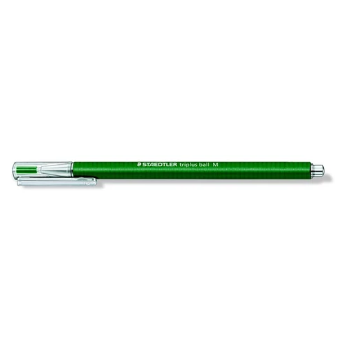 Golyóstoll, 0,5 mm, kupakos, STAEDTLER "Triplus", zöld