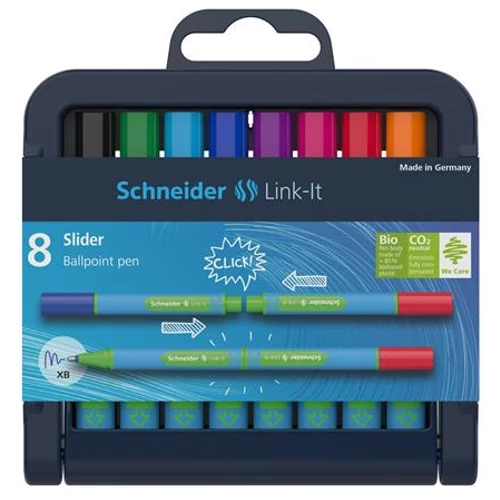 Golyóstoll készlet, 0,7 mm, SCHNEIDER "Link-it", összeilleszthető, 8 különböző szín