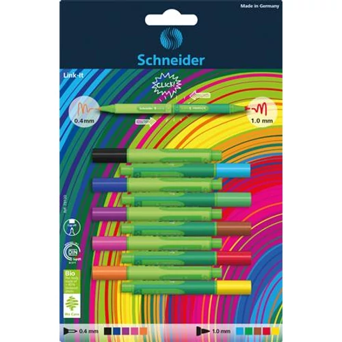 Tűfilc és rostirón készlet, SCHNEIDER "Link-it" összeilleszthető, vegyes színek