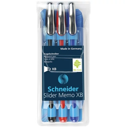 Golyóstoll készlet, 0,7 mm, kupakos, SCHNEIDER "Slider Memo", vegyes színek