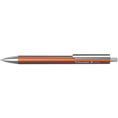 Golyóstoll, 0,5 mm, nyomógombos, bronz színű tolltest, SCHNEIDER "Perlia", kék