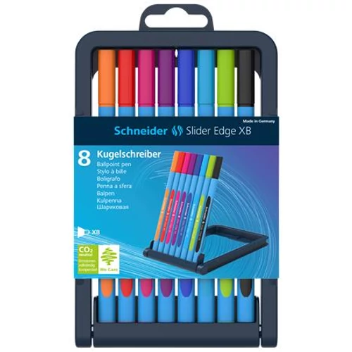 Golyóstoll készlet, 0,7 mm kupakos, műanyag tartó, SCHNEIDER "Slider Edge XB", vegyes színek