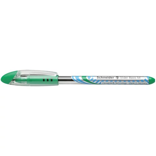 Golyóstoll, 0,5 mm, kupakos, SCHNEIDER "Slider Basic M", zöld