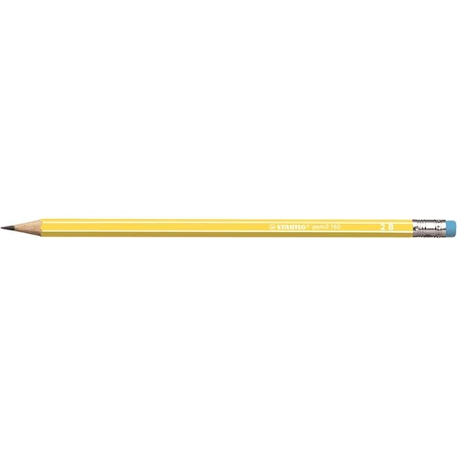 Grafitceruza radírral, 2B, hatszögletű, STABILO "Pencil 160", sárga