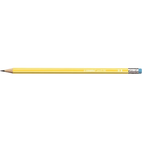 Grafitceruza radírral, HB, hatszögletű, STABILO "Pencil 160", sárga