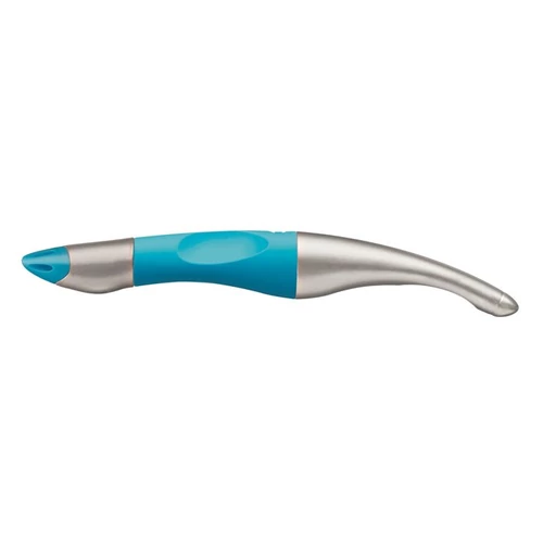 Rollertoll, 0,5 mm, jobbkezes, metál/neonkék tolltest, STABILO "EasyOriginal Start", kék