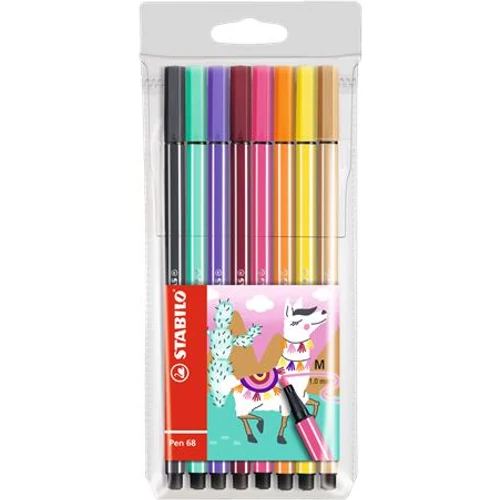 Rostirón készlet, 1 mm, STABILO "Pen 68 Living Colors", Láma, 8 különböző szín