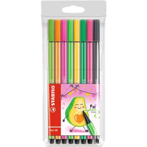 Rostirón készlet, 1 mm, STABILO "Pen 68 Living Colors", Avokádó, 8 különböző szín